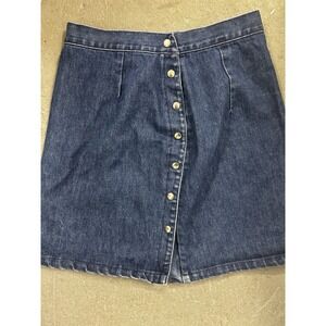 Vintage Womens Button Front Denim Skirt Juniors 11